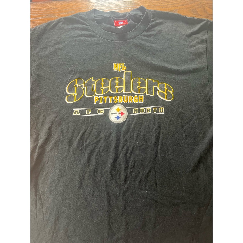 VTG NFL Pittsburgh Steelers AFC North Black Short Sleeve T-Shirt Size XL